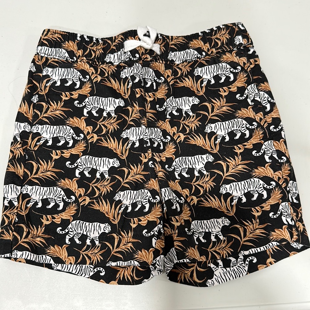 Janie and Jack Black, White & Tan Tiger Print Shorts